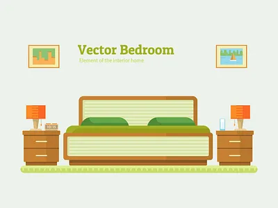 Bedroom interior bedroom flat illustration interior