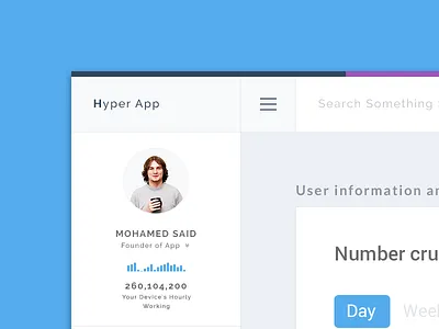 Hyper App admin app branding dashboard grad graphs typography ui