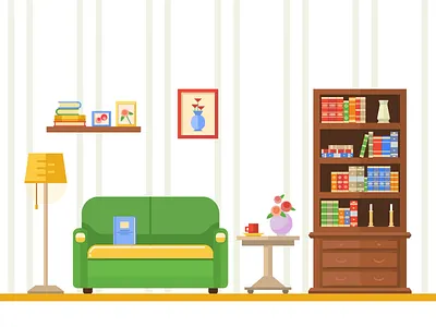 Living room interior flat illustration interior living room