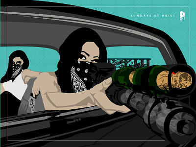 Sundays at Heist . Carjacking car dc event flyer fvce fvce creative heist illustration morgan hatton morganhatton party