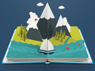 Pop Up Book Maker - Photoshop Action Set boat book icon illustration landscape photoshop pop up pop up book sea texture