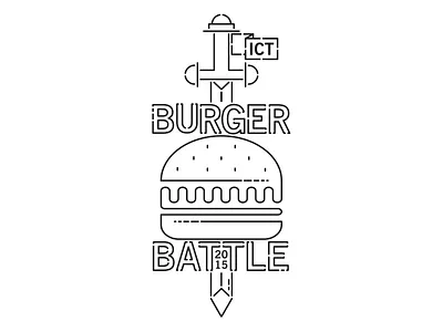 Burger Battle Logo 2015 battle burger competition event food hamburger ict monoline non profit sword wichita