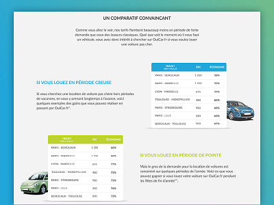 landing car color gradient onepage table webdesign