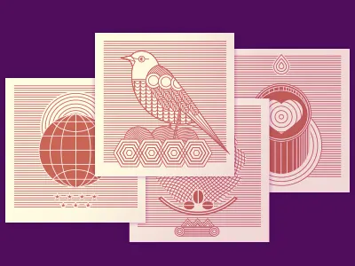 Coffee Printz bird coffee design globe illustration monochrome vector