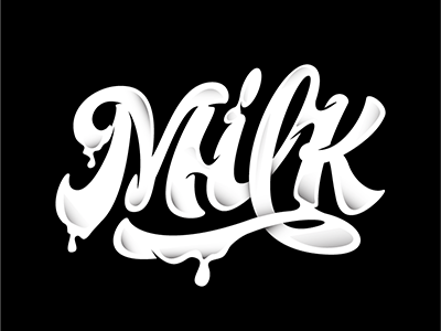 print "Milk" #design art design font hand lettering logo logotype print type