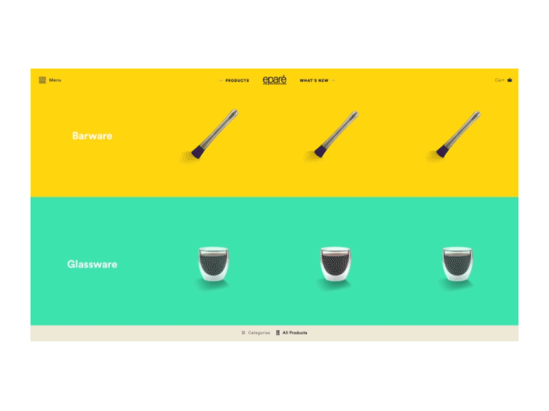 Product Selector & Detail Page UI Animation (e-commerce) after effects fixed layout gif product filter product gallery product page side scroll split screen ui animation ux