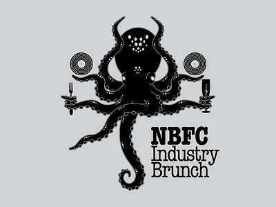 Industry Brunch Octopus champagne fork god pose logo octopus shiva spots tentacle vector