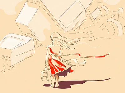 Walker Down at at desert dress girl rabbit star walker wars wind