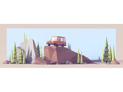 The Great Outdoors 3d boulders c4d car cinema 4d model nature render rocks suv trees truck