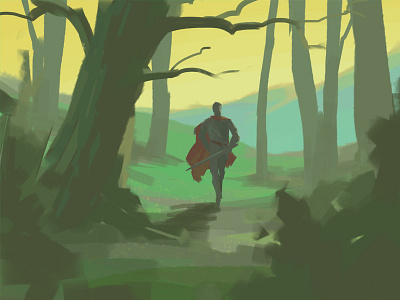 Landscape 2 forest illustration landscape painting swordsman trees