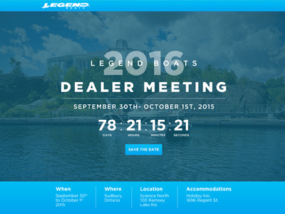 Legend Dealer Meeting - RSVP Site one page web website