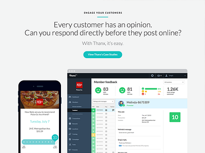 Thanx Home – Feedback flat home page icons illustration landing page loyalty rewards thanx web design