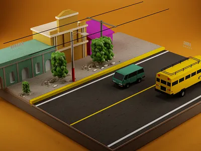 Road Trip 3d color design illustration