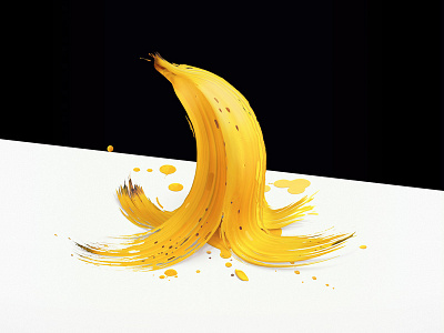 Objective - "Banana Splash" abstract art artwork banana color colour cool illustration minimal paint square yellow