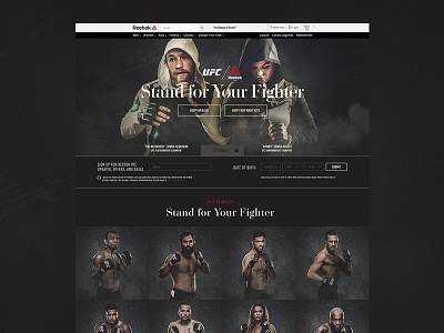 Reebok / UFC – Microsite branding conor mcgregor dark design grey illustration microsite photography reebok ronda rousey ufc website