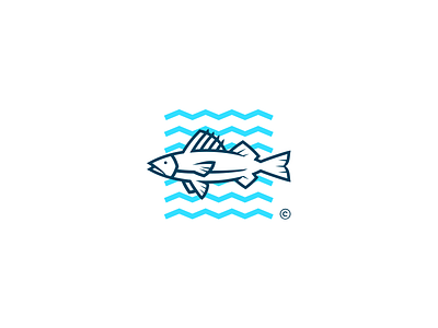 FOR SALE: Fish Logo animal aqua fish fishing icon logo restaurant sea walleye water waves