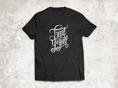 Treat Yo'self - Black Tee apparel black and white parks and recreation parksrec script treat yoself typography