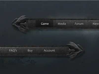 Metallic Game Website Navigation dark engraved game grunge media metallic nav navigation photoshop texture ui website