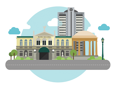 San Jose City buildings cities cities costa rica illustration san jose vector