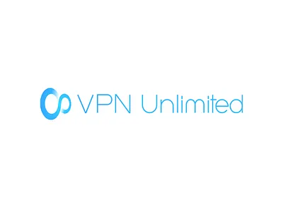 Logo of VPN service blue branding icon identity infinity lettering logotype sign unlimited vpn