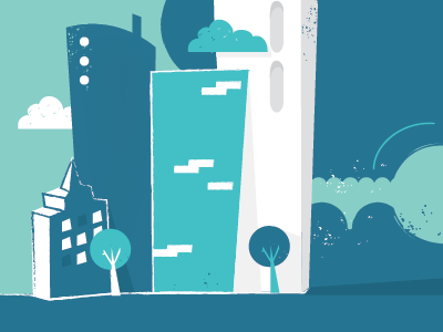 Sketchy City blue city illustration