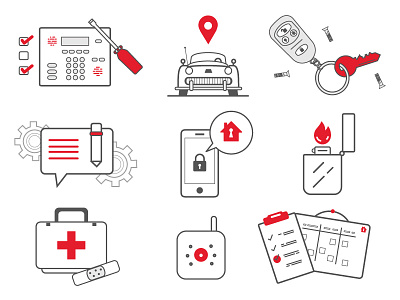 Security Icons alarm system equipment life safety protect america safety security security system