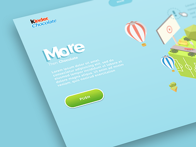 Kinder website concept blue chocolate clean grid homepage isometric kids layot minimal product ui web