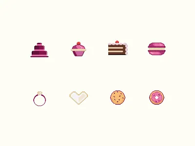 Pixel Wedding announce art heart illustration invite love pink pixel purple wedding white