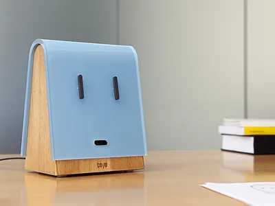 Teye in Blue cute emoji eye phone face plastic smile voip wood