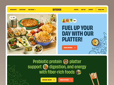 Bitebox - Healthy Meal Subscription website catering service cooking recipe ecommerce fitness meal food food delivery food subscription healthy eating healthy food healthy meal high protein meal landing page landingpage meal service nutritious food restaurant web design webdesign website website design