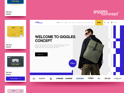 Fashion Brands E-Commerce Website Design (Giggles Concept) brutalism categories checkout e commerce giggles giggles concept header hero section inputs izipizi mobile design order order review personal infromation product cards re branding responsive responsive design shop web design