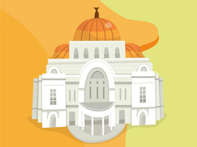 Palacio de Bellas Artes, Mexico City building illustration landmark mexico mexico city palacio de bellas artes vector