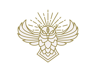 Hop Owl beer design doodle eye fun gold hops illustration lines owl stellar lines