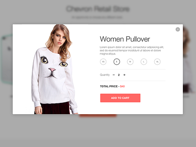 Product Modal View clothes e commerce market modal pop shop store up view white