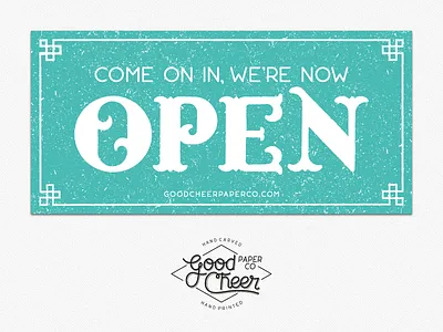 Good Cheer Paper Co Launch blue carved greeting card hand drawn hand lettering handmade linocut printmaking type typography