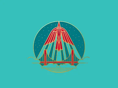 Phoenix in the Bay golden gate bridge illustration phoenix