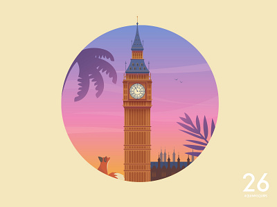 #QuinnsQuips architecture big ben color colour cute fox illustration london sunrise sunset tourism vector