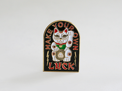 Lucky Cat Enamel Pin cat chinese diamond enamel hoodzpah lapel lucky pin