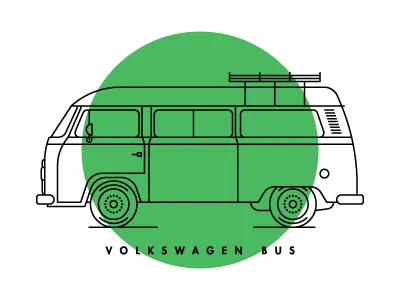 Volkswagen Bus automobile car green volkswagen bus