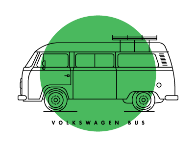 Volkswagen Bus automobile car green volkswagen bus