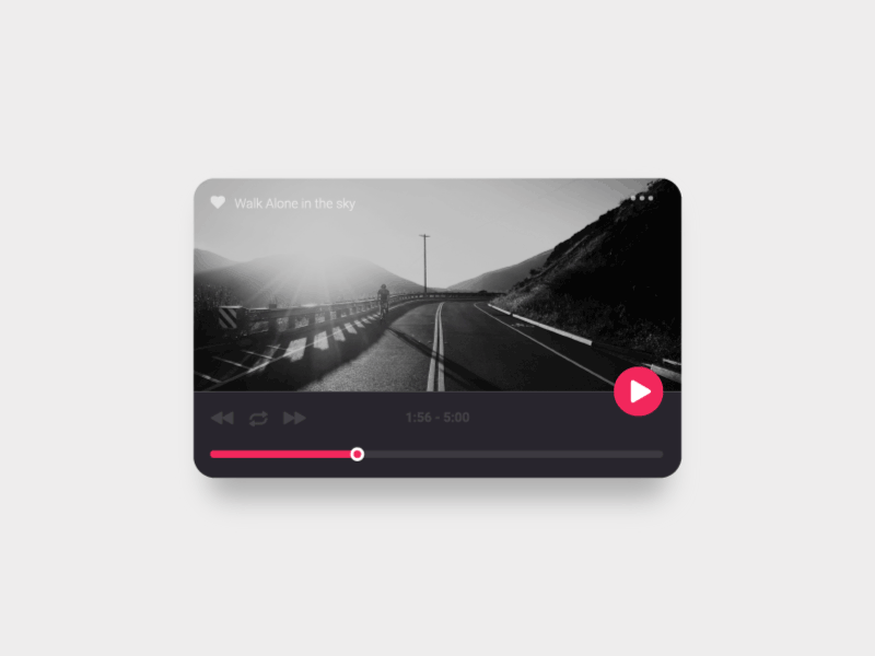 Music Card - UI Card Series 001 animation card gif material design music pause play player