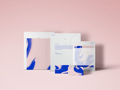 M branding branding business cards circle contemporary flat logo minimal pastel pattern stationery texture typography
