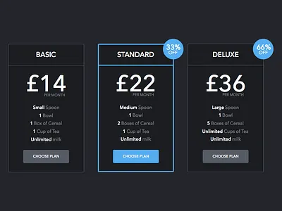 Price Plans design offer plan pricing subscription ui web