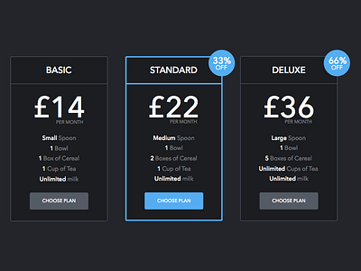 Price Plans design offer plan pricing subscription ui web