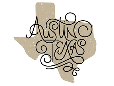 Austin Texas color custom hand drawn hand lettering script texas texture typography