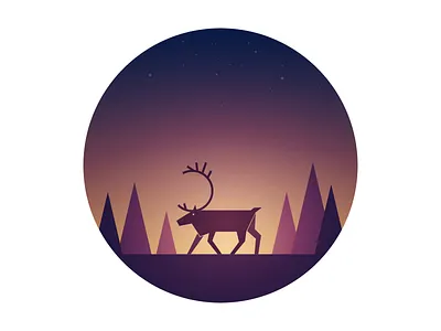 Reindeer at night deer illustrator night västerbotten