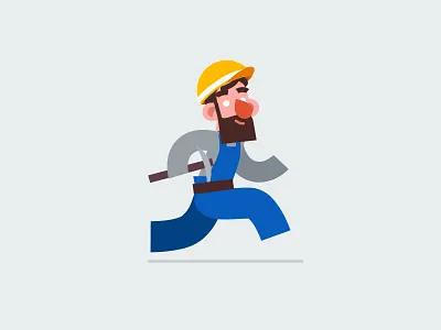 Workman character design flat game illustration runner style work workman