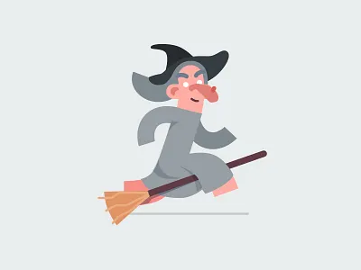 Witch character design flat game halloween illustration runner style witch
