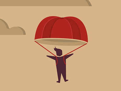Little guy with parachute fly flying man parachute quiff sky