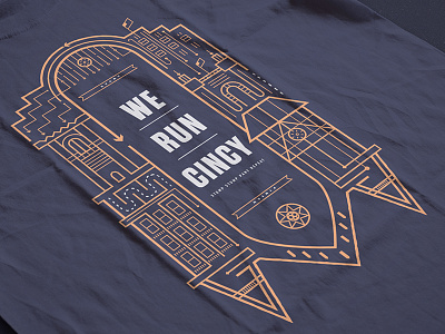 We Run Cincy architecture design line work tshirt